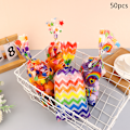 Miniatyrbillede 1 af 8: 50 stk flad lomme slikkage regnbuestribet brødgavepose B 50pcs