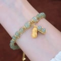 Miniatyrbillede 3 af 8: Fashion Peanut Dobbeltlags armbånd Imitation Hetian Jade Temp A2