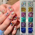 Miniatyrbillede 1 af 8: 12 Gitre Stjerneglimmer Farverig Negleflager Flash Mini Pentagram A2