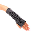 Miniatyrbilde 5 av 8: 1 par gotiske fingerløse hansker Halloween svart revne hull black