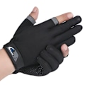 Miniatyrbilde 6 av 8: Menn Fiskehansker Dame Two Finger Hanne Touch Angling Anti-Sl Gray