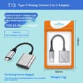 Miniatyrbilde 1 av 8: 1 stk 2-i-1 Type-C til 3,5 mm AUX-lydadapter USB C hodetelefonlading A4