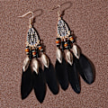 Miniatyrbild 1 av 8: Summer Bohemian Long Feather Dangle Örhängen För Kvinnor Beach Ta black