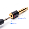 Miniatyrbilde 2 av 5: 6,35 mm 1/4 hann til 3,5 mm 1/8 kvinnelig stereohodetelefonadapter o