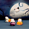 Miniatyrbillede 4 af 8: Mini Halloween Ornament Græskar Spøgelse Heks Figur Mikroskopisk Land A9