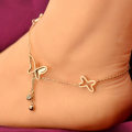 Miniatyrbillede 7 af 8: Simplicity Butterfly Ankles Mode Justerbar Ankel Armbånd Silver