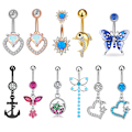 Pikkukuva 2 / 5: Zircon Dangle naparenkaat Heart Butterfly Navel Ring Pie A1