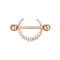 Miniatyrbillede 1 af 5: Sexet brystvorte ring rustfrit stål zircon New Moon U-formet Barbe Gold