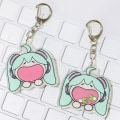 Miniatyrbillede 1 af 8: Dynamisk rystbar Hatsune Miku nøglering Spise grønt løg nøgler