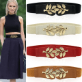 Miniatyrbilde 4 av 8: Elastisk slankebelte for kvinner mote retro metallbladskinn Navy blue