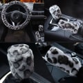 Miniatyrbilde 5 av 5: 3 stk /sett Leopard Fluff Plysj rattdeksel Red