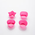 Miniatyrbillede 1 af 5: 4 Stk/Sæt Mini 4 Styles Form Silikone Muffin Kage Bageforme Rose red