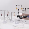 Miniatyrbillede 4 af 5: Metal smykker Display Stand Sort Klar Akryl Stud Ørering Ho Clear L