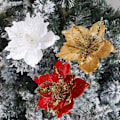 Miniatyrbilde 4 av 8: Glitrende Juleblomstpynt til treet Champagne