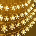 Miniatyrbild 1 av 8: Juldekoration Snowflake String Lights Xmas Garland Holid Warm White
