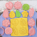 Miniatyrbillede 4 af 5: 8 stk Blade Cookie ter Biscuit Form Press Stamp Fondant Kage M