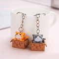 Miniatyrbillede 8 af 8: Creative e Little Cat Box nøglering til kvinder mænd nøglering taske C Gray