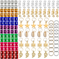 Miniatyrbillede 1 af 6: 60-170 stk. Mix Hårringe Flettet Dreadlocks Perler Manchetter Clips 130pcs