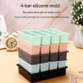 Miniatyrbilde 2 av 8: 1 stk 4 rutenett lang stripe silikonisbiter firkantet brettform DIY C Black