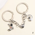 Miniatyrbilde 1 av 8: Metal Spaceman hjerte Magnetic Button Key Ring Bag Ornament Pend F