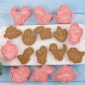 Miniatyrbilde 4 av 5: 8 Stk Cookie ter Form Plast Press Kjeks Form Stempel Bakeware