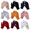 Miniatyrbillede 2 af 5: Vinter Touch Handsker Damer Varm Stretch Strik vanter Imitation W Gray