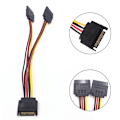 Miniatyrbillede 1 af 5: SATA II Hard Disk Power 15Pin SATA Han Til 2 Hun 15Pin Power