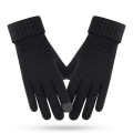 Miniatyrbillede 1 af 5: Vinter Touch Handsker Damer Mænd Varm Stretch Strik vanter Imitat Black