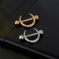 Miniatyrbilde 4 av 5: Sexy brystvorte Ring rustfritt stål Zircon New Moon U-formet Barbe Silver