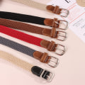 Miniatyrbilde 7 av 8: Beltevevd lerretsbelte Metallspenne Herre Dame Elastisk flettet B 8#