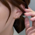 Miniatyrbillede 5 af 5: Ørering Klo Ørekrog Clip Øreringe Kvinder Firebenet Indstilling Gold