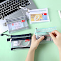 Miniatyrbilde 6 av 8: Mesh dobbel myntveske lommebok kredittkortoppbevaringsveske Document ba A5