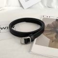 Miniatyrbilde 1 av 8: PU-skinnbelte for kvinner Firkantet spennnål Spenne Jeans Belte C Black