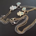 Miniatyrbilde 7 av 7: Fatima Palm Halskjede Evil Eye Hamsa Hand Chain Anheng smykker Silver