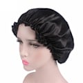 Miniatyrbilde 1 av 4: Silke Satin Nattsøvn Cap Hår Bonnet Hat Head Cover Black