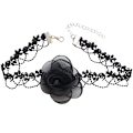 Miniatyrbillede 8 af 8: Fairy Style Temperament Sort Camellia Choker Langt bånd Vinta A2