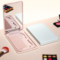 Miniatyrbillede 2 af 8: Lille spejlkamsæt ensfarvede mode bærbare folde-makeup White