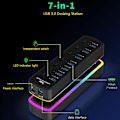 Pikkukuva 8 / 8: RGB USB 3.0 -keskitin 7 porttia Dataporttisovitin 5Gbps nopea Indi USB