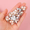 Miniatyrbilde 5 av 8: 10 stk Perle Blomster Rhinestone Knapper Glitrende Krystall Hårnål B