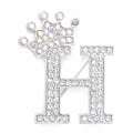 Miniatyrbillede 1 af 8: Fashion Crown 26 begyndelsesbogstaver A til Z Crystal Rhinestone Broo Silver-H