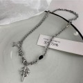 Pikkukuva 5 / 7: Y2K Kuuban Figaro Chain Star Moon Riipus kaulakoru Punk Black Zi 1PC