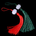 Miniatyrbilde 5 av 8: Retro Hvit Jade Lotus Duskkvast Frynser DIY Legering Håndverk Duskkvast Ac Red