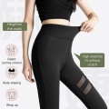 Pikkukuva 5 / 8: Laadukas naisten joogahousujen leggingsit läpinäkyvä raidallinen harjoitus black Large size [135-160 catties]