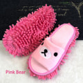 Miniatyrbillede 1 af 8: Tegneserie Dog Lazy Mop Hjemmesko Unisex Microfiber Rengøringsgulv Pink Bear