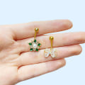 Miniatyrbilde 5 av 8: Hjerte krystall anheng navle ring for kvinner navle Piercin A5