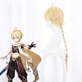 Pikkukuva 5 / 5: Anime Genshin Lumine Aether Traveler Peruukit Kultainen lämmönkestävä A2