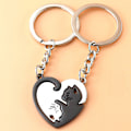 Pikkukuva 3 / 8: 1Pair e Cat avaimenperä Patchwork Heart Pyöreä Couple Lovers Keyrin A3