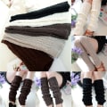 Miniatyrbilde 3 av 7: Vinterstrikk for kvinner Heklestrikkede benvarmere Legging Boot Cov Black