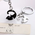 Pikkukuva 6 / 8: 1Pair e Cat avaimenperä Patchwork Heart Pyöreä Couple Lovers Keyrin A3