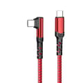 Miniatyrbilde 6 av 8: 100W rask hurtiglading Type-C-kabler rettvinklet ledning Red 1m